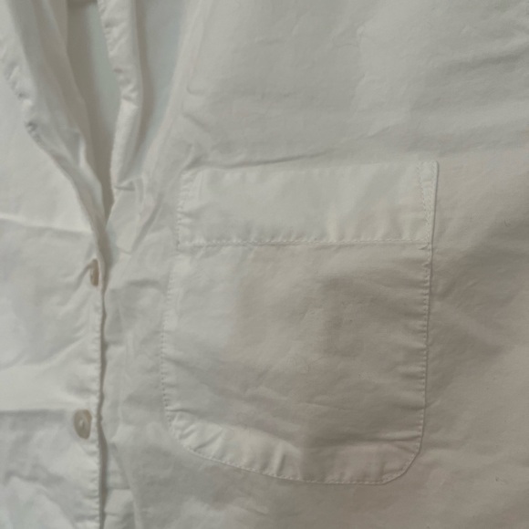 White Short Sleeve Eyelet Button Up - Picture 3 of 7